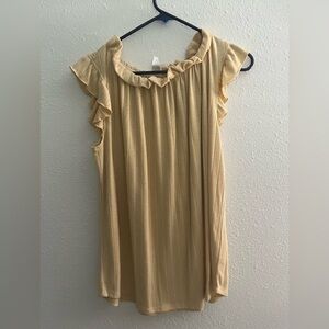7th Ray Tan Flutter Sleeve Ruffled Blouse